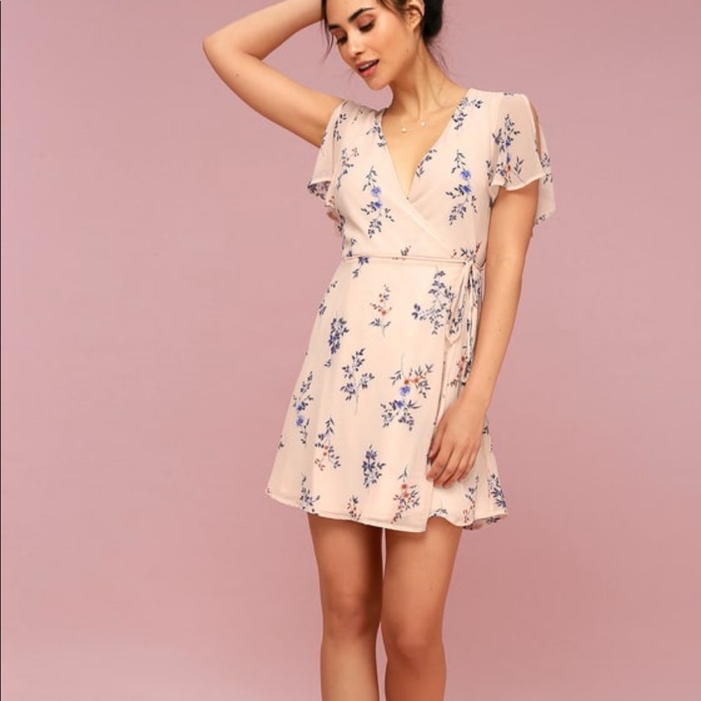Fowler Blush Pink flower wrap dress